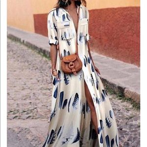 OC Orderplus Duster Cream W/BLU Feathers Size L